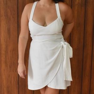 Fashion Brand Company White Linen Wrap Dress Large